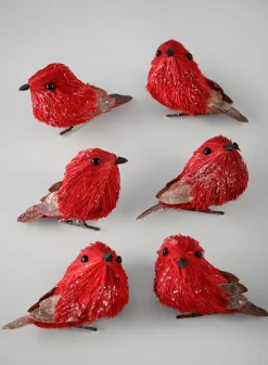 3in Long Rustic Red Forest Mini Birds, Case of 6