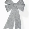 10in Long Silver Glitter Bow