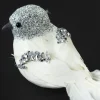 7in Long Silver Head White Feathered Bird, Set of 2