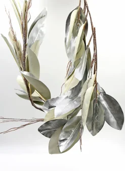 47in Long Silver Magnolia Leaf Garland, Case of 4
