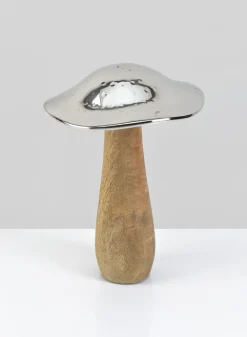 8in Long Silver Mushroom, Large