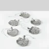 3in Long Tiny Silver Philodendron Leaf Metal Tray, Set of 6