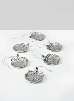 3in Long Tiny Silver Philodendron Leaf Metal Tray, Set of 6