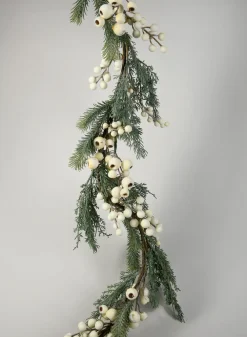 58in Long White Berry & Blue Fir Garland