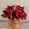 8in Long White Glittered Red Magnolia Pick