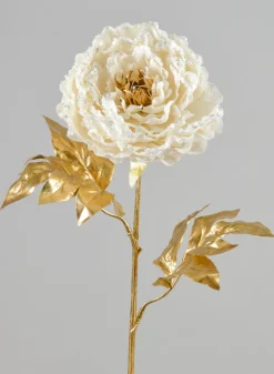 16in Long White Peony Spray