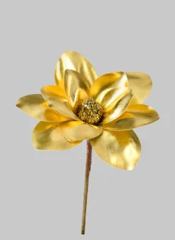 13.5in Long Yellow Gold Magnolia Spray
