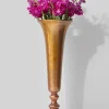 21 ½in Old Copper Aluminum Trumpet Vase