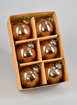 3in Round Antique Bronze Glass Ball Ornament in Window Box