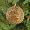 3.5in Round Antique Multicolor Crystal Bead Plastic Ornament