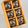 3in Round Antique Platinum Glass Ball Ornament in Window Box, Set of 6