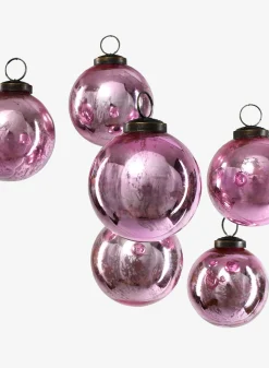 3in Round Antique Rose Glass Ball Ornament in Window Box