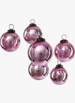 3in Round Antique Rose Glass Ball Ornament in Window Box