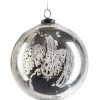 8in Round Antique Silver Glass Ornament Ball