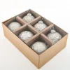 3in Round Antique White With Gold Glass Ornaments, Set of 6