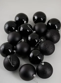 3in Round Black Shiny / Matte / Glitter Plastic Balls (80mm), Set of 16
