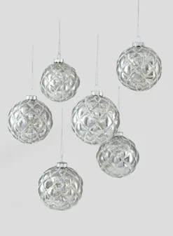 3in Round Blown Mercury Glass Ornament Ball, Set of 4