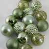 3in Round Celadon Green Luxe Plastic Ornament Collection, Set of 16