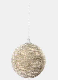 5in Round Champagne Full Rhinestone Beaded Ornament Ball