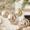 4in Round Champagne Mercury Ornament Ball, Set of 4