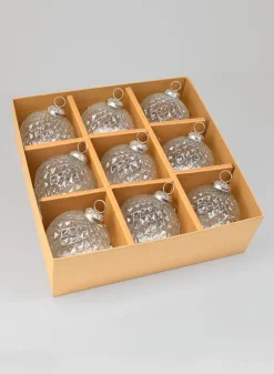 3in Round Clear Diamond Glass Ornament Balls