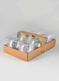 3in Round Clear Plastic Ornament Ball, Set of 6