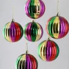 3in Round Colorful Hand-Painted Plastic Pumpkin Balls (80mm), Set of 6