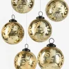 3in Round Etched Classic Glass Ornament Ball, Set of 6