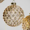 4in Round Gilded Old Gold Glass Ornament, Set of 4