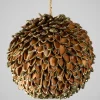4in Round Glitter Tip Pine Cone Round Ornament, Case of 12