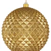 8in Round Gold Glitter Durian Ball Plastic Ornament