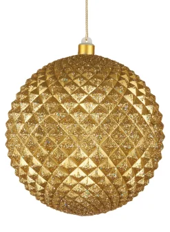 8in Round Gold Glitter Durian Ball Plastic Ornament