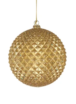 4in Round Gold Glitter Durian Ball Plastic Ornament
