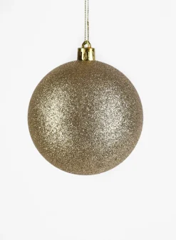 3in Round Gold Glitter Plastic Ornament Ball, Set of 12