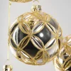 3in Round Gold Lined Shiny Silver Baroque Glass Ornament, Set of 6