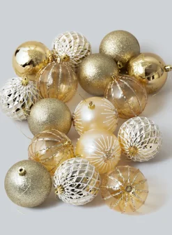 3in Round Gold Luxe Ornament Collection, Set of 16