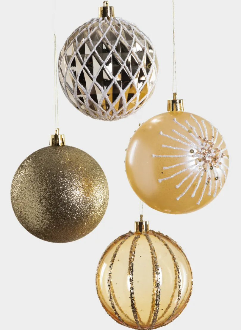 3in Round Gold Luxe Ornament Collection, Set of 16