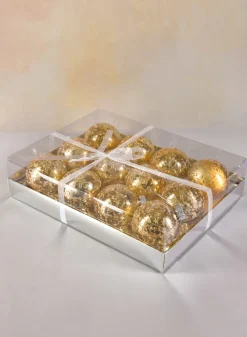 3in Round Gold Mercury Glass Plastic Ornament Ball