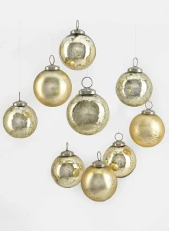 3in Round Gold Mix Glass Ornaments