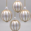 4in Round Gold Rhinestone White Hanging Decorative Ornament