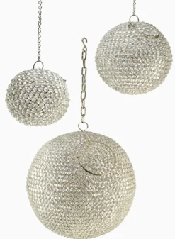 6in Round Hanging Nickel & Crystal Ball