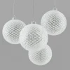 4in Round Iced Glitter Glass Ornament Ball, Set of 4