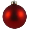 3 1/8in Round Matte Red Glass Balls (80mm), Set of 12