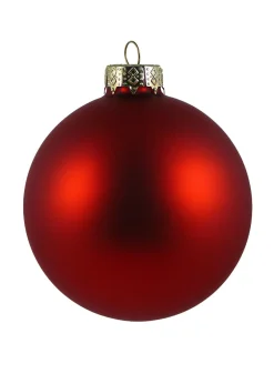 3 1/8in Round Matte Red Glass Balls (80mm), Set of 12