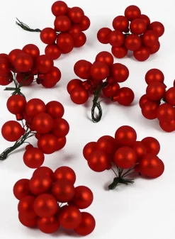 1in Round Matte Red Glass Balls on Picks (25mm), Set of 144