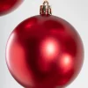 3in Round Matte Red Ornament Plastic Ball, Set of 16