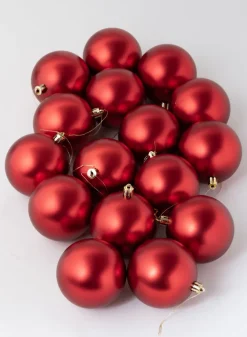 3in Round Matte Red Ornament Plastic Ball, Set of 16