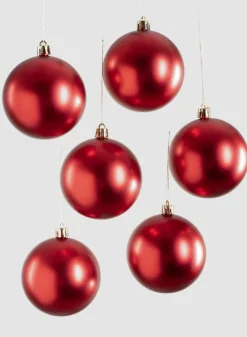 3in Round Matte Red Ornament Plastic Ball, Set of 16