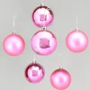 3in Round Matte & Shiny Pink Plastic Ornament Balls, Set of 6