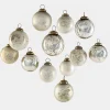 2.5in Round Matte & Shiny Vintage Glass Ornaments, Set of 12